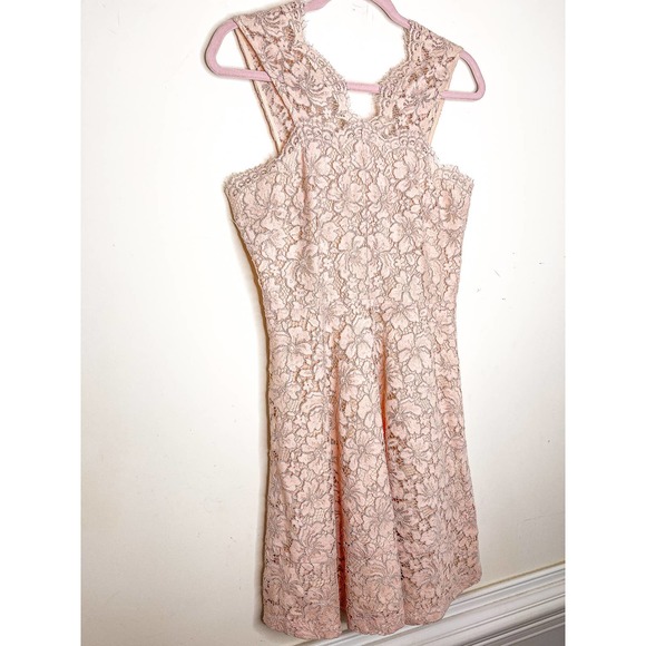 Sandro Dresses & Skirts - Sandro Paris Baby Pink Lace High-neck Mini Dress Size 2